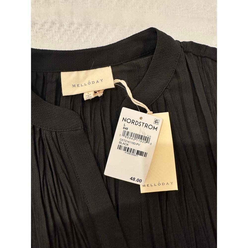 Melloday Twist Pleat Textured Blouse Dolman Sleeves Women’s Large NWT Minimalist - Picture 4 of 14